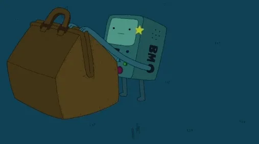 BMO, from the TV show Adventure Time, replacing its own batteries