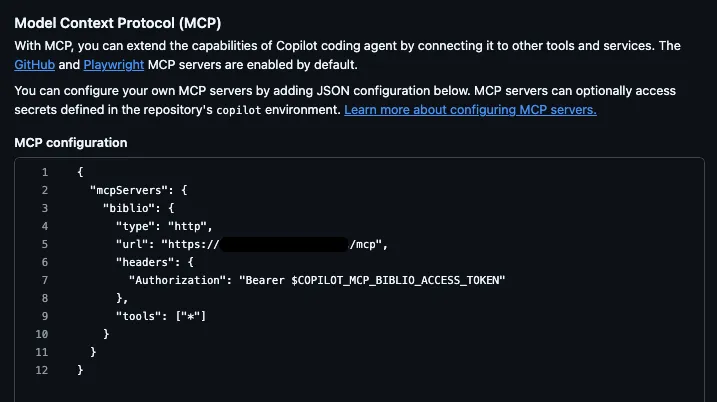 Copilot Agent MCP configuration