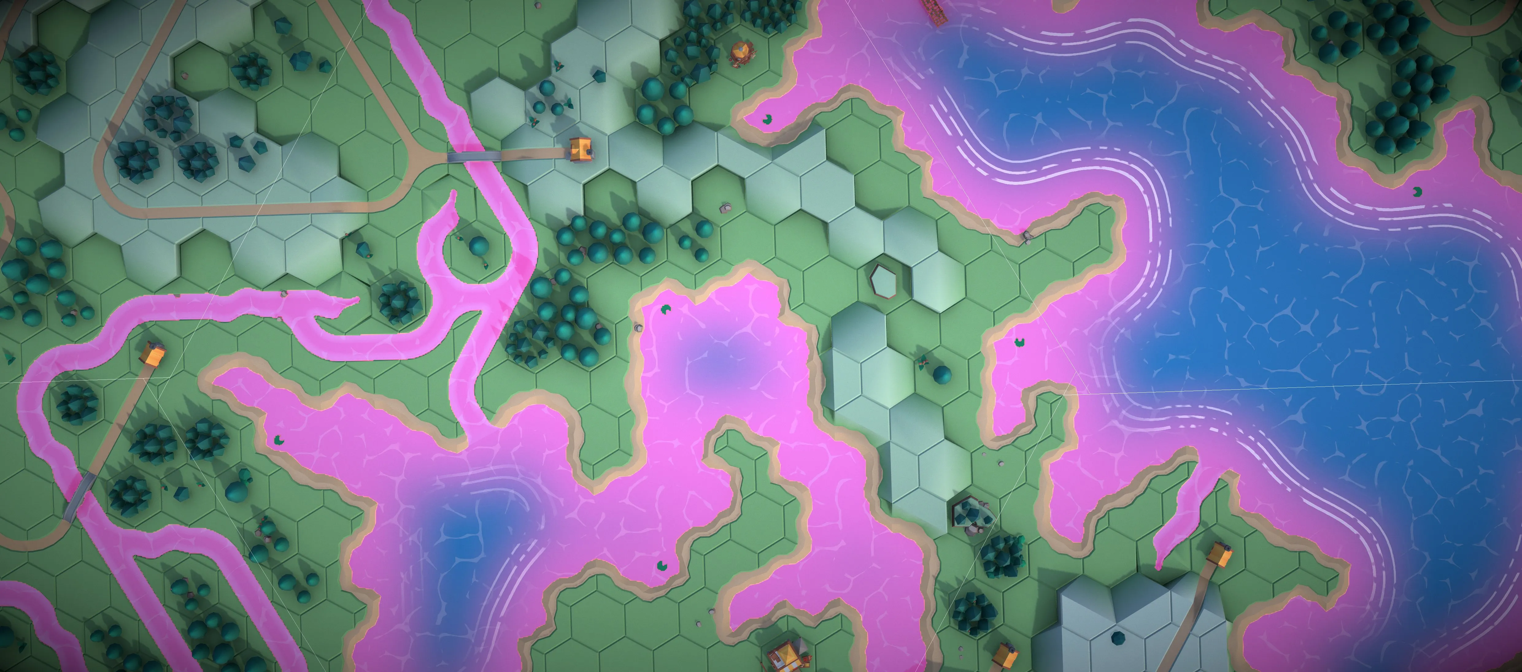 Close-up of ocean debug view