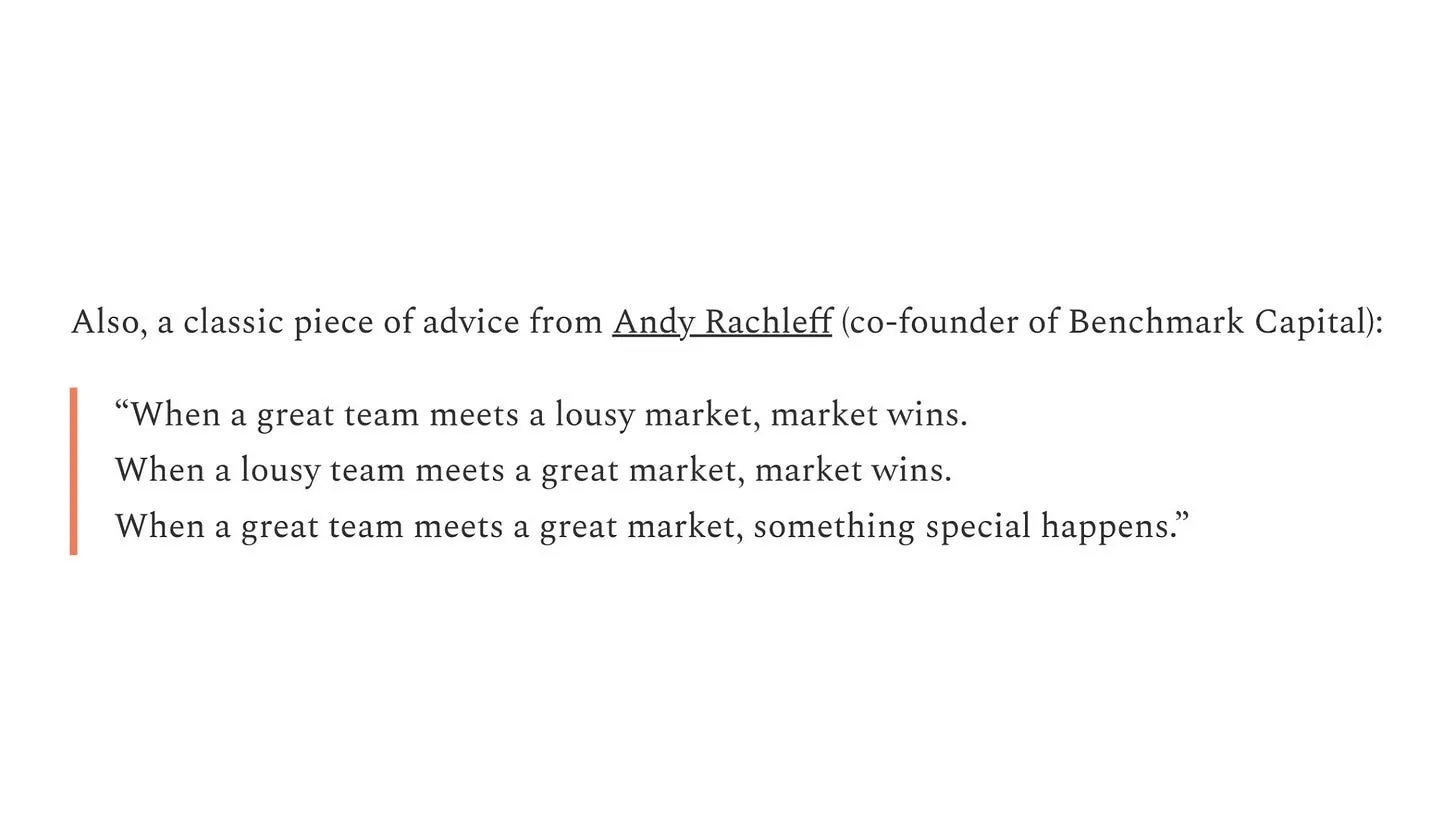 Andy Rachleff quote - great team meets great market