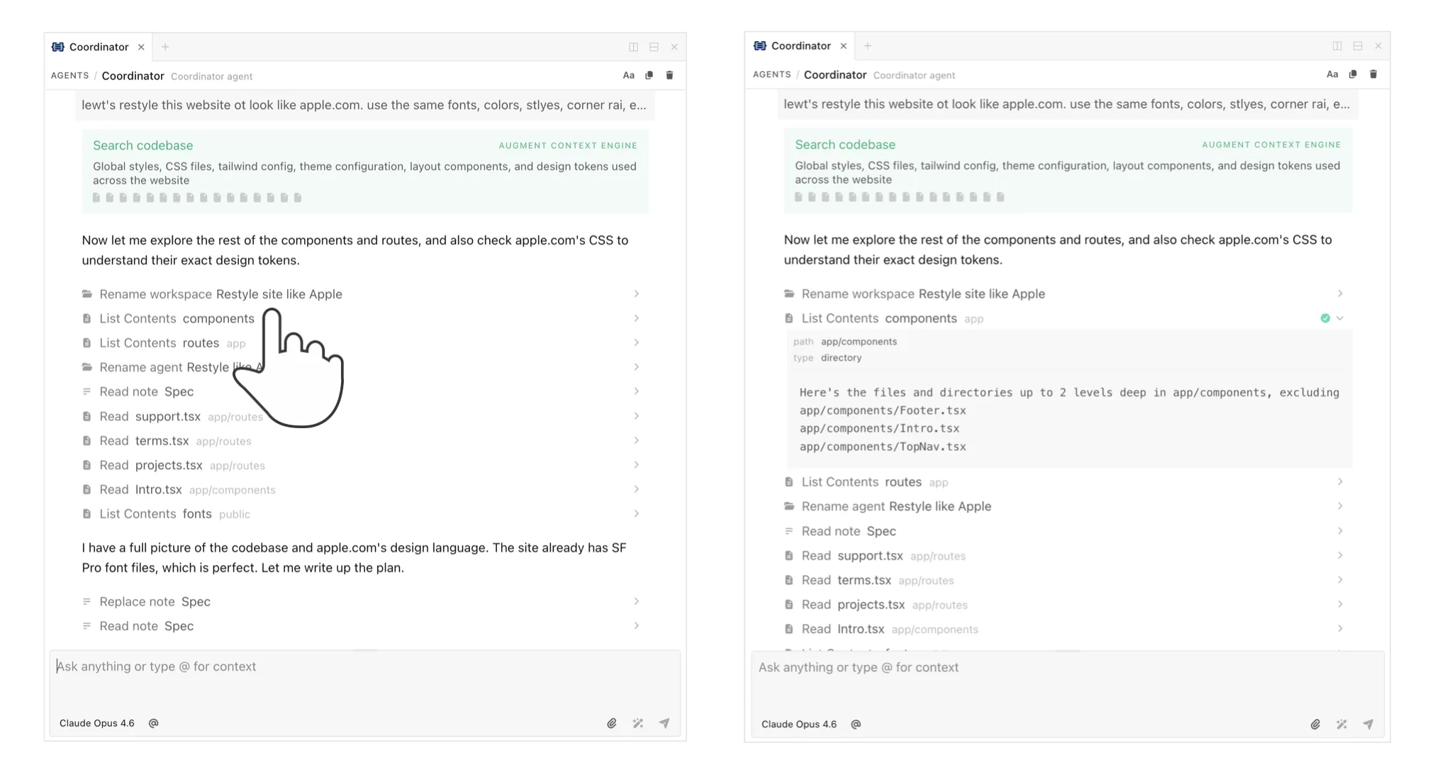 Agentic tool call designs in Intent